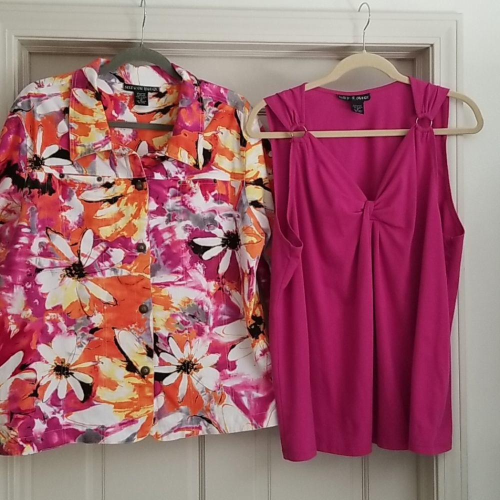 2 PC Plus Size Set Floral Jacket W/Matching Top